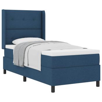 Boxspringbett mit Kissen mit Kopfteil Blau 200 x 90 cm Stoff