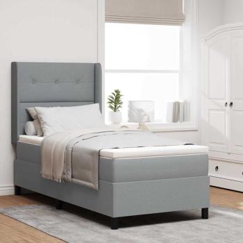 ARDEBO.de - Boxspringbett mit Kissen Hellgrau 200 x 100 cm Stoff