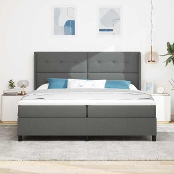 Boxspringbett mit Kissen Dunkelgrau 200 x 200 cm Stoff