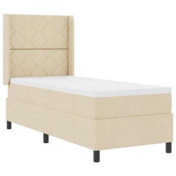 Boxspringbett mit Kissen mit Kopfteil Creme 200 x 80 cm Stoff