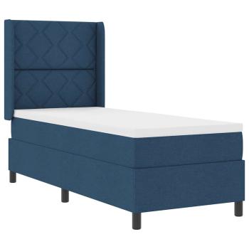 Boxspringbett mit Kissen mit Kopfteil Blau 200 x 80 cm Stoff