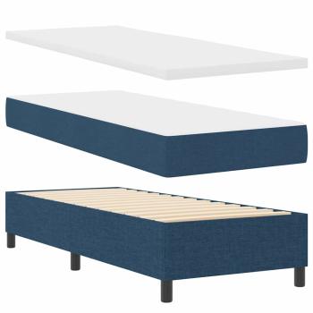 Boxspringbett mit Kissen mit Kopfteil Blau 200 x 80 cm Stoff