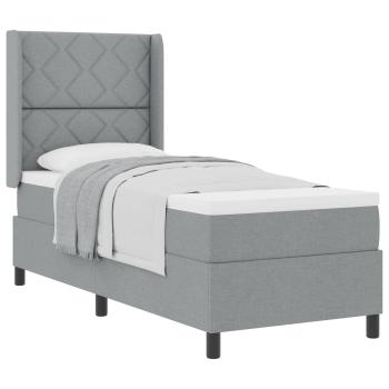 Boxspringbett mit Kissen Hellgrau 190 x 90 cm Stoff