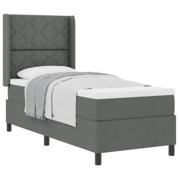 Boxspringbett mit Kissen Dunkelgrau 190 x 90 cm Stoff