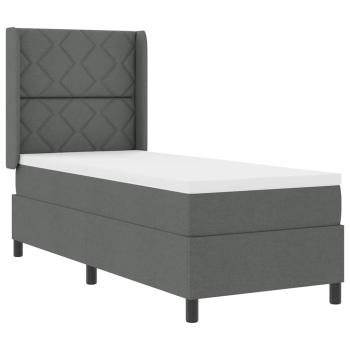 Boxspringbett mit Kissen Dunkelgrau 190 x 90 cm Stoff