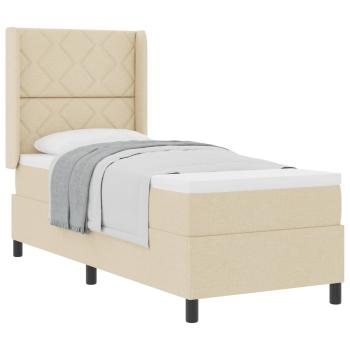 Boxspringbett mit Kissen mit Kopfteil Creme 190 x 90 cm Stoff