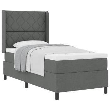 Boxspringbett mit Kissen Dunkelgrau 200 x 90 cm Stoff