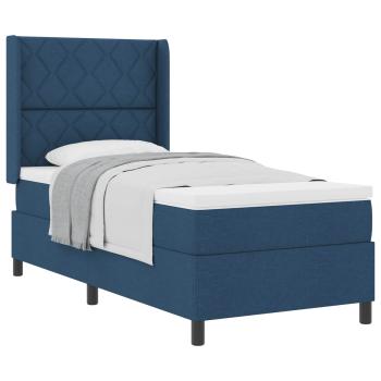 Boxspringbett mit Kissen mit Kopfteil Blau 200 x 90 cm Stoff