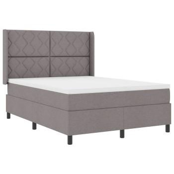 Boxspringbett mit Kissen mit Kopfteil Taupe 190 x 140 cm Stoff