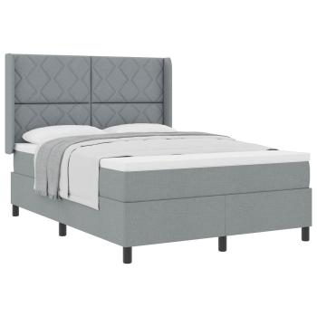 Boxspringbett mit Kissen Hellgrau 200 x 140 cm Stoff