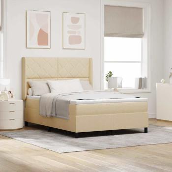 ARDEBO.de - Boxspringbett mit Kissen mit Kopfteil Creme 200 x 160 cm Stoff