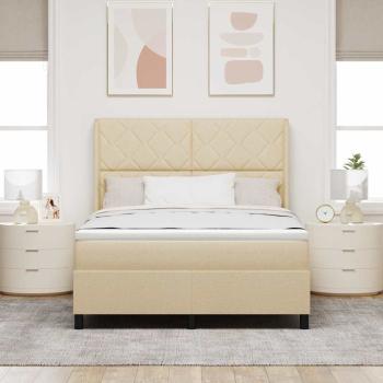 Boxspringbett mit Kissen mit Kopfteil Creme 200 x 160 cm Stoff