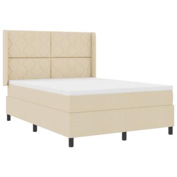 Boxspringbett mit Kissen mit Kopfteil Creme 200 x 160 cm Stoff