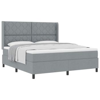 Boxspringbett mit Kissen Hellgrau 200 x 180 cm Stoff