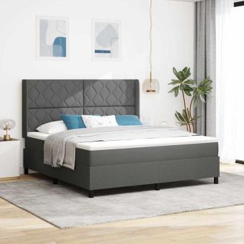 ARDEBO.de - Boxspringbett mit Kissen Dunkelgrau 200 x 180 cm Stoff