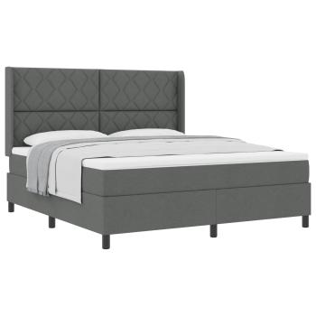 Boxspringbett mit Kissen Dunkelgrau 200 x 180 cm Stoff