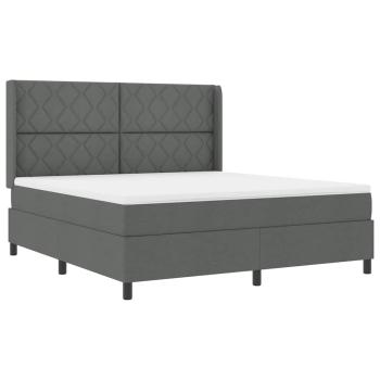 Boxspringbett mit Kissen Dunkelgrau 200 x 180 cm Stoff