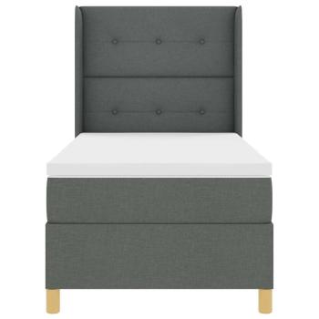 Boxspringbett mit Kopfteil Dunkelgrau 90 x 200 cm Stoff