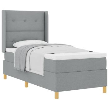 Boxspringbett mit Kopfteil Hellgrau 100 x 200 cm Stoff