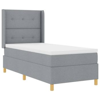 Boxspringbett mit Kopfteil Hellgrau 100 x 200 cm Stoff