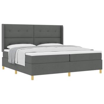 Boxspringbett mit Kopfteil Dunkelgrau 200 x 200 cm Stoff