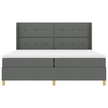 Boxspringbett mit Kopfteil Dunkelgrau 200 x 200 cm Stoff