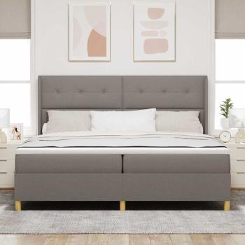 ARDEBO.de - Boxspringbett mit Kopfteil Taupe 200 x 200 cm Stoff