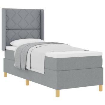 Boxspringbett mit Kopfteil Hellgrau 80 x 200 cm Stoff