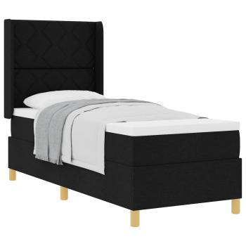 Boxspringbett mit Kopfteil Schwarz 80 x 200 cm Stoff