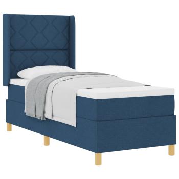 Boxspringbett mit Kopfteil Blau 80 x 200 cm Stoff