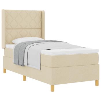 Boxspringbett mit Kopfteil Creme 90 x 190 cm Stoff