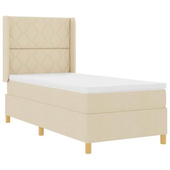 Boxspringbett mit Kopfteil Creme 90 x 190 cm Stoff