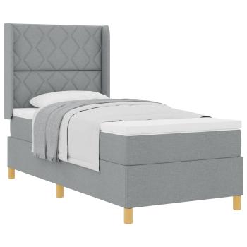 Boxspringbett mit Kopfteil Hellgrau 90 x 200 cm Stoff