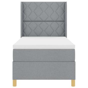 Boxspringbett mit Kopfteil Hellgrau 90 x 200 cm Stoff