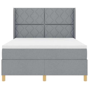 Boxspringbett mit Kopfteil Hellgrau 140 x 190 cm Stoff
