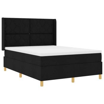 Boxspringbett mit Kopfteil Schwarz 140 x 190 cm Stoff