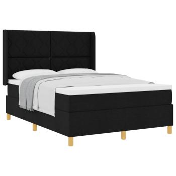 Boxspringbett mit Kopfteil Schwarz 140 x 200 cm Stoff