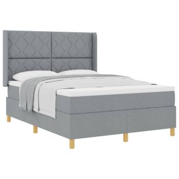 Boxspringbett mit Kopfteil Hellgrau 160 x 200 cm Stoff