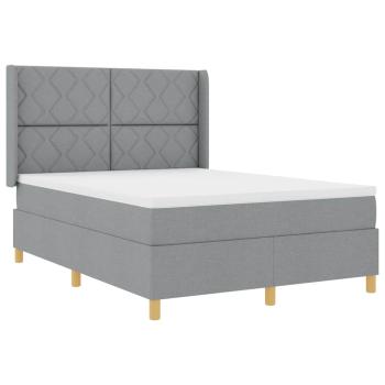 Boxspringbett mit Kopfteil Hellgrau 160 x 200 cm Stoff