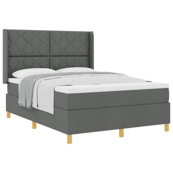 Boxspringbett mit Kopfteil Dunkelgrau 160 x 200 cm Stoff