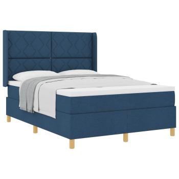 Boxspringbett mit Kopfteil Blau 160 x 200 cm Stoff