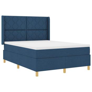 Boxspringbett mit Kopfteil Blau 160 x 200 cm Stoff