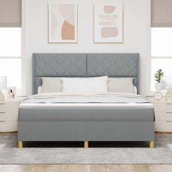 Boxspringbett mit Kopfteil Hellgrau 180 x 200 cm Stoff