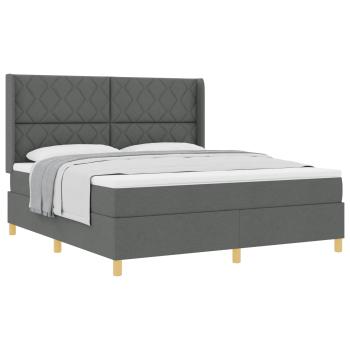 Boxspringbett mit Kopfteil Dunkelgrau 180 x 200 cm Stoff