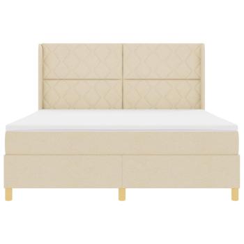 Boxspringbett mit Kopfteil Creme 180 x 200 cm Stoff