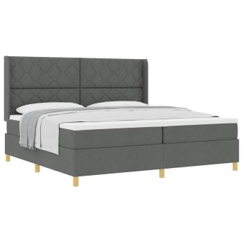 ARDEBO.de - Boxspringbett mit Kopfteil Dunkelgrau 200 x 200 cm Stoff