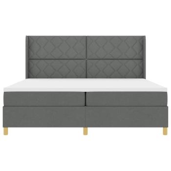 Boxspringbett mit Kopfteil Dunkelgrau 200 x 200 cm Stoff