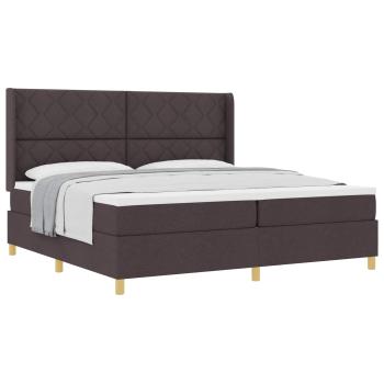 ARDEBO.de - Boxspringbett mit Kopfteil Dunkelbraun 200 x 200 cm Stoff