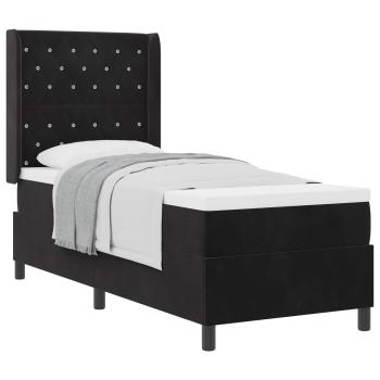 Boxspringbett mit Matratze Schwarz 80 x 200 cm Samt