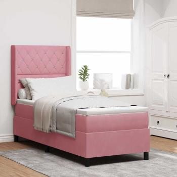 ARDEBO.de - Boxspringbett mit Matratze mit Kopfteil Rosa 80 x 200 cm Samt